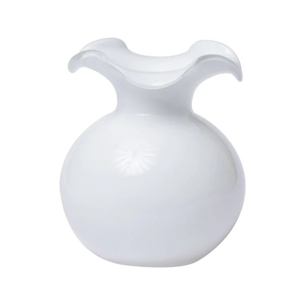 Hibiscus Glass Fluted Vase - White