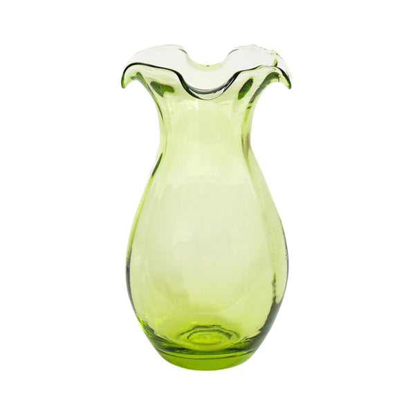 Hibiscus Glass Fluted Vase - Green