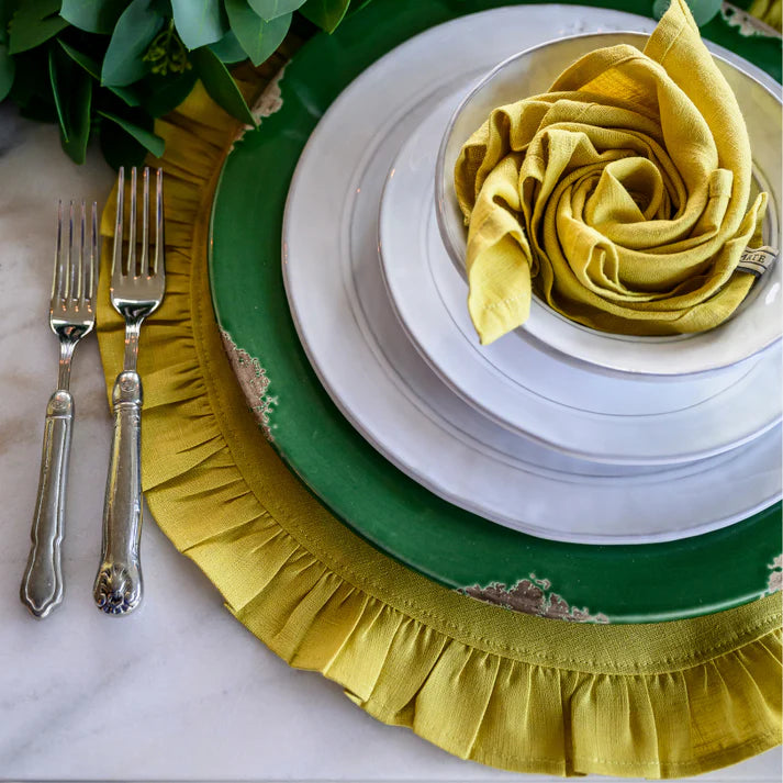 Round Ruffle Linen Placemat