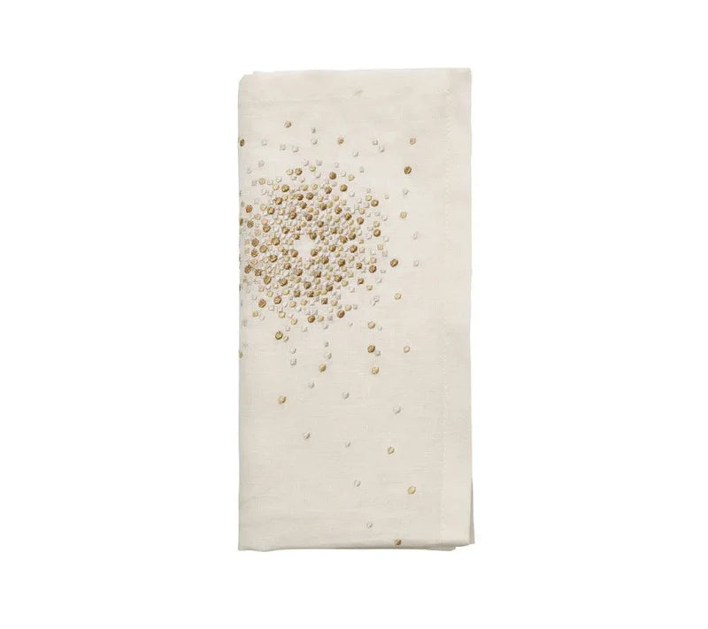 Starburst Napkin in White, Gold & Silver, Set of 4