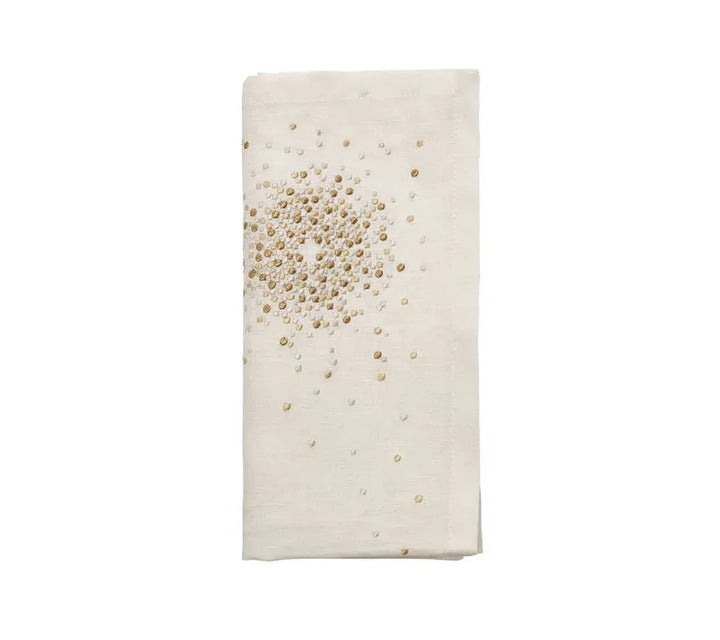 Starburst Napkin in White, Gold & Silver, Set of 4