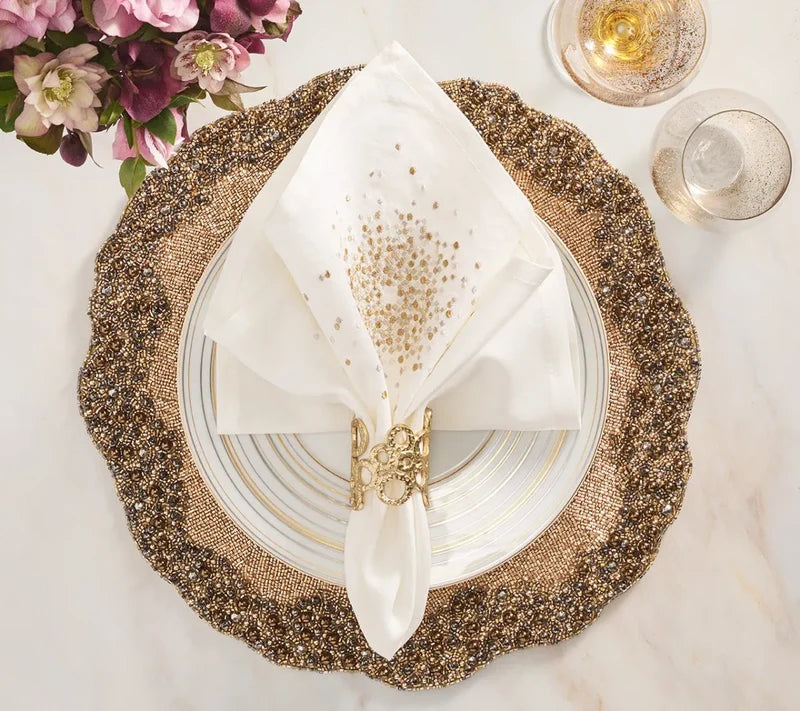 Starburst Napkin in White, Gold & Silver, Set of 4