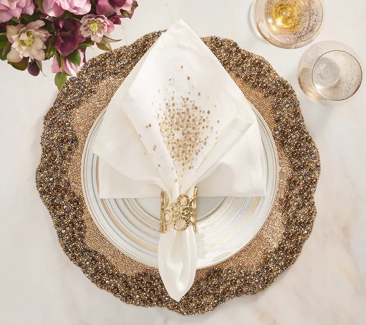 Starburst Napkin in White, Gold & Silver, Set of 4