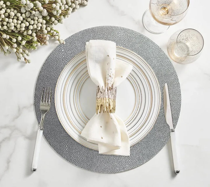 Starburst Napkin in White, Gold & Silver, Set of 4