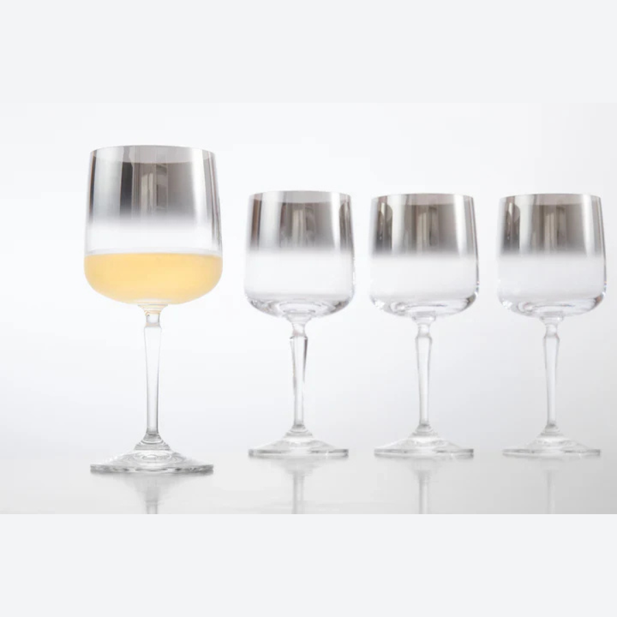 Ombre Wine Glass Metallic Smoked, 12 Oz. Set of 4