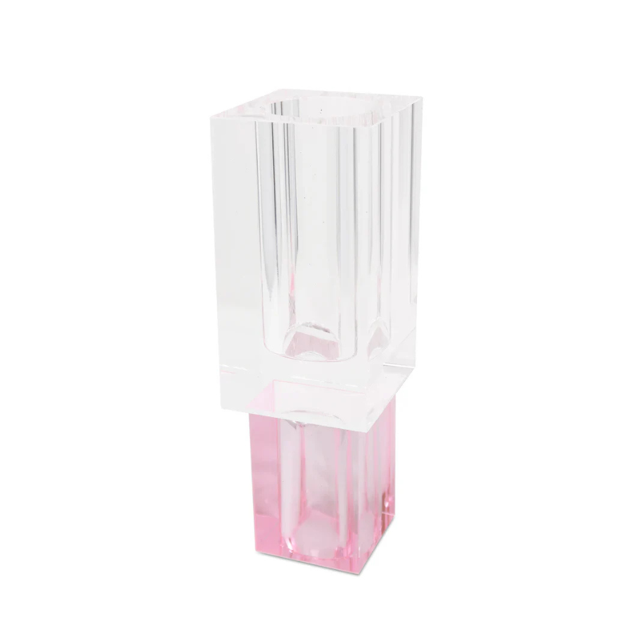 Crystal Square Vase with Colored Base