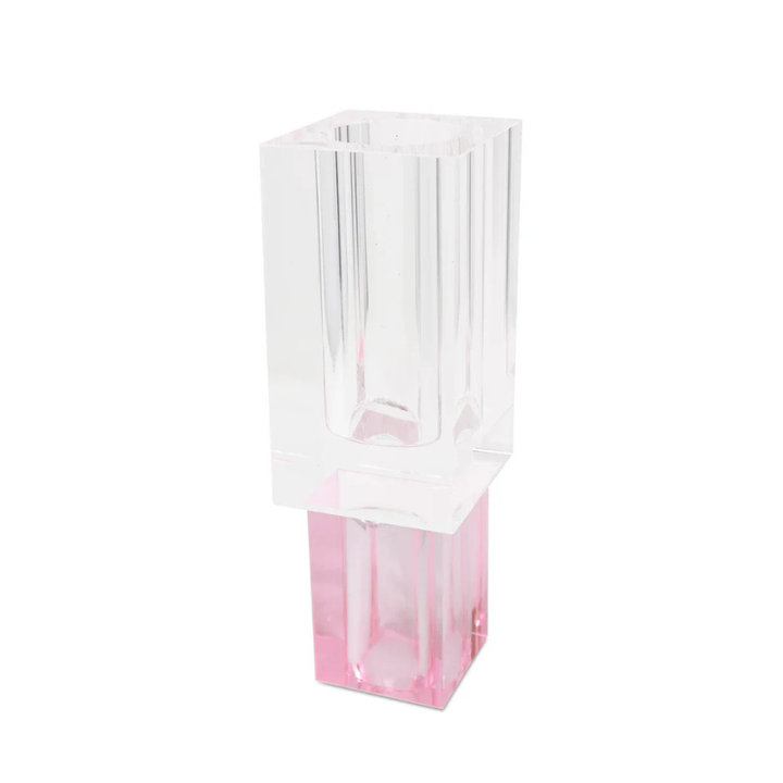 Crystal Square Vase with Colored Base