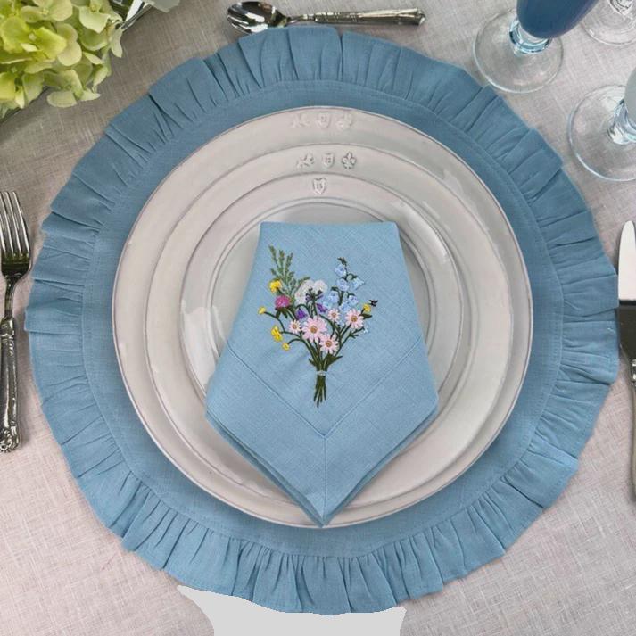 Round Ruffle Linen Placemat