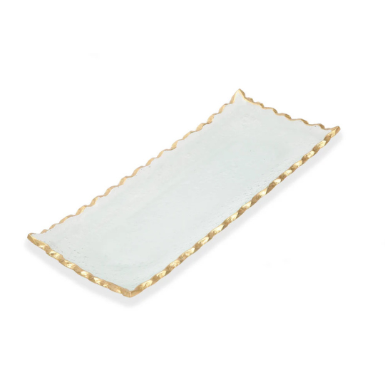 Glass Oblong Tray with Gold Edge