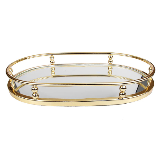 Gold Oval Mirror Tray