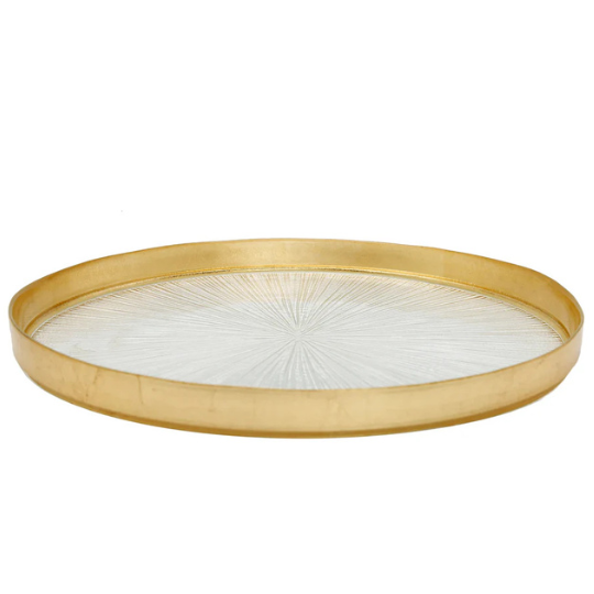 Set of 4 Crystal Glass Salad Plates with Gold Border