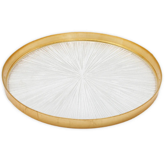 Set of 4 Crystal Glass Salad Plates with Gold Border