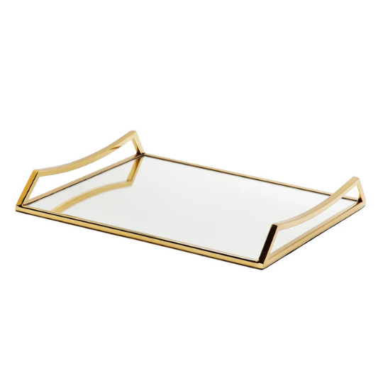 Oblong Mirror Serving Tray with Handles