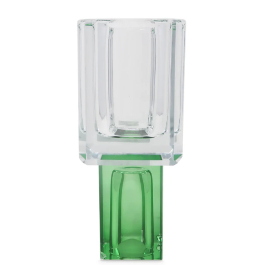 Crystal Square Vase with Colored Base