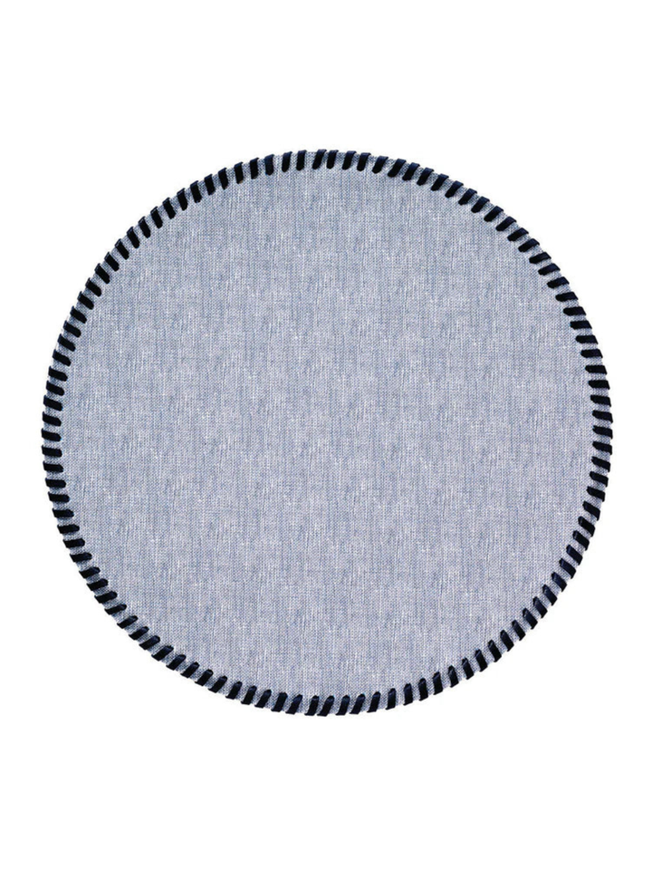 Whipstitch Round Vinyl Placemats with Leather Trim