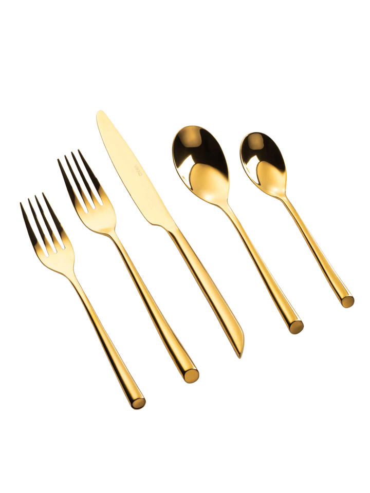 Vikko Crown - Onyx, Gold, 18/10 SS, Flatware, 20 Pc 
Set - Gift Box No Window