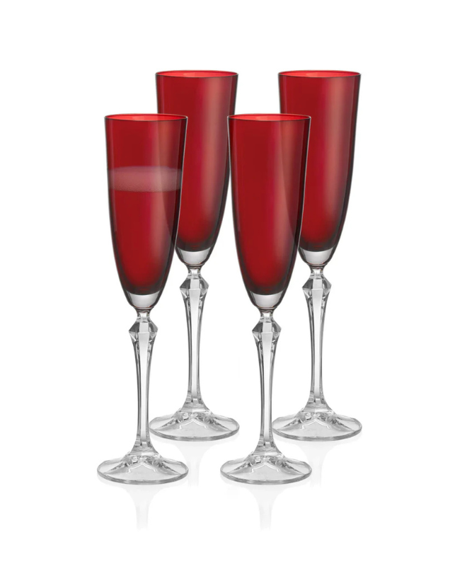 Vivid Champagne Flute, Ruby, 7 oz. Set of 4