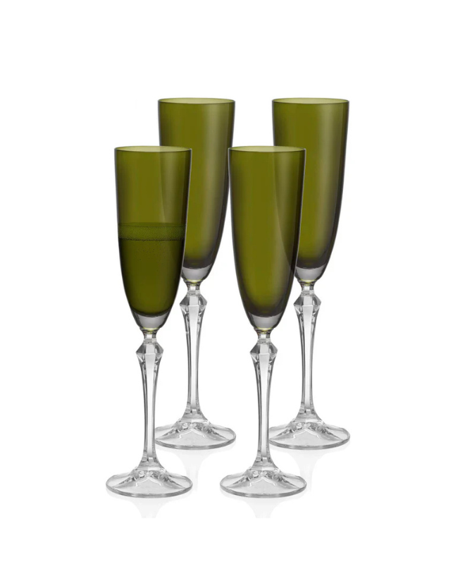 Vivid Champagne Flute, Green, 7 oz. Set of 4