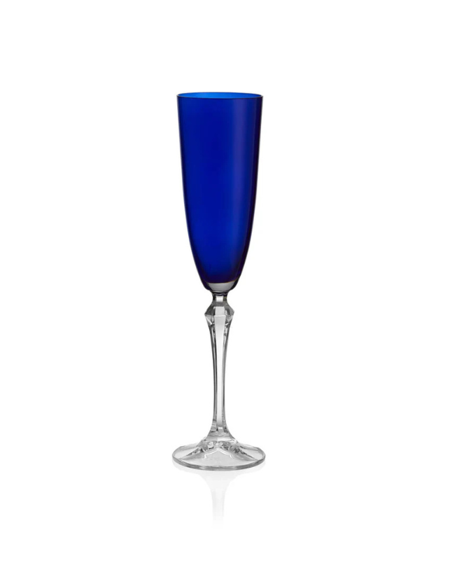 Vivid Champagne Flute, Blue, 7 oz. Set of 4