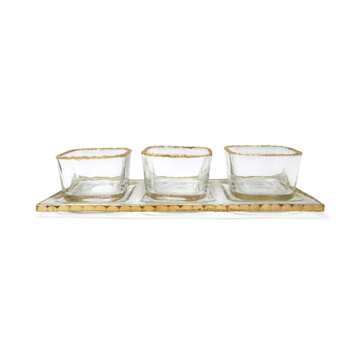 Bowl Relish Dish on Tray with Gold Rim
