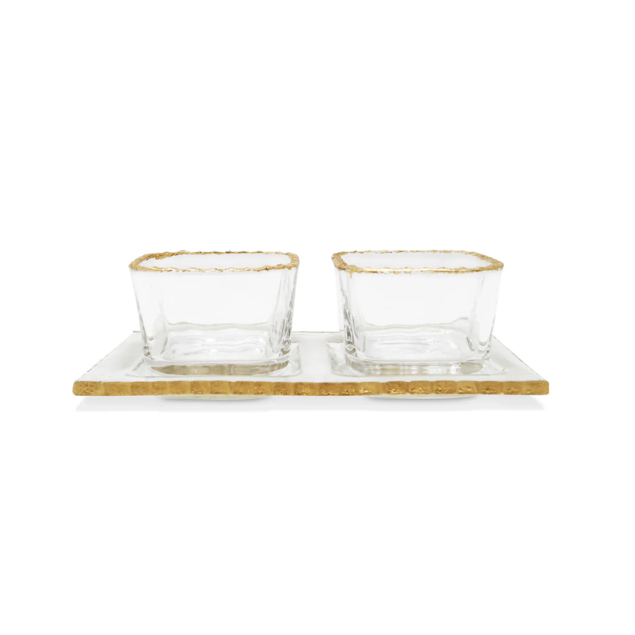 Bowl Relish Dish on Tray with Gold Rim