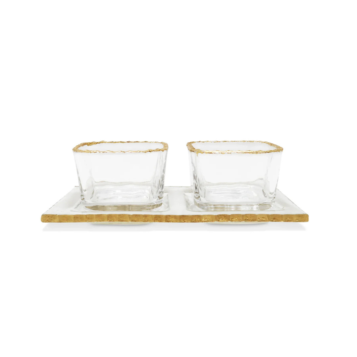 Bowl Relish Dish on Tray with Gold Rim