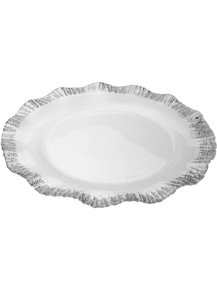 Set of 4 Chargers with Colored Scallop Border - Classic Touch