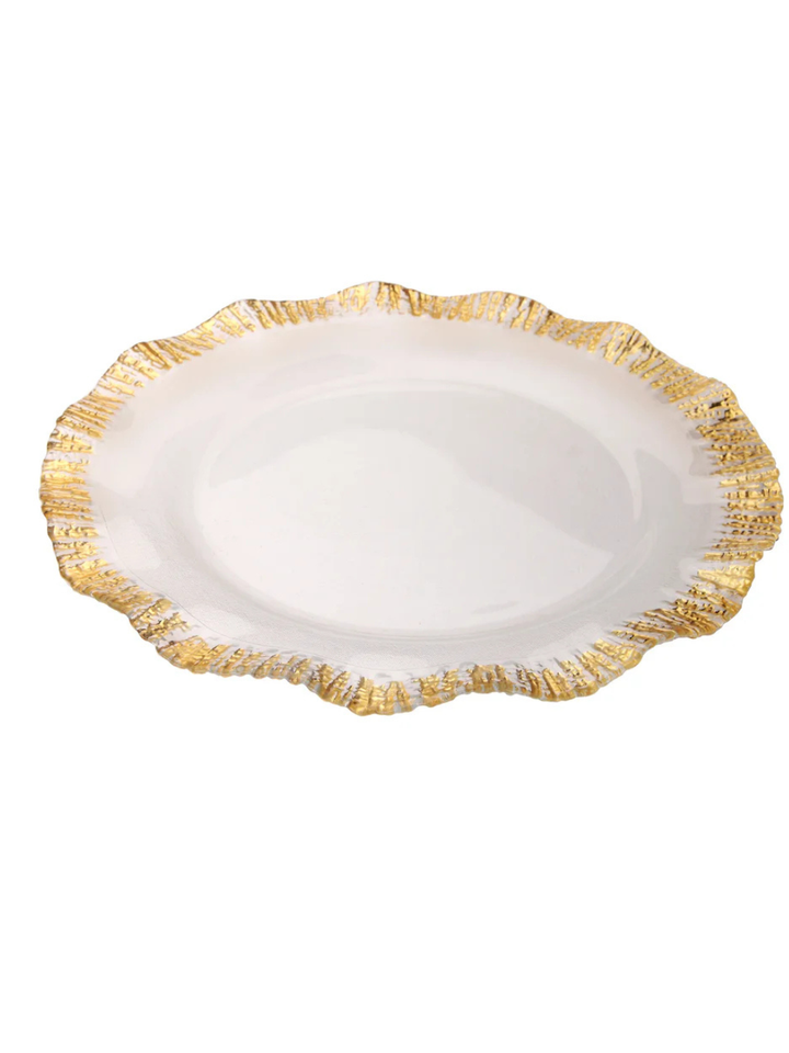 Set of 4 Chargers with Colored Scallop Border - Classic Touch