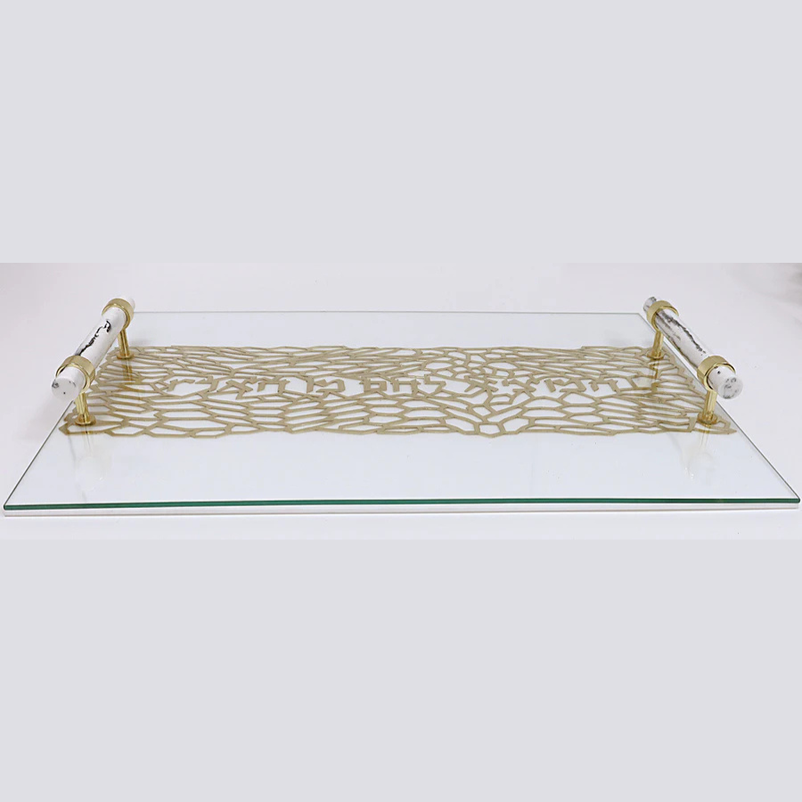 Acrylic Challah Tray with Cylinder Handles