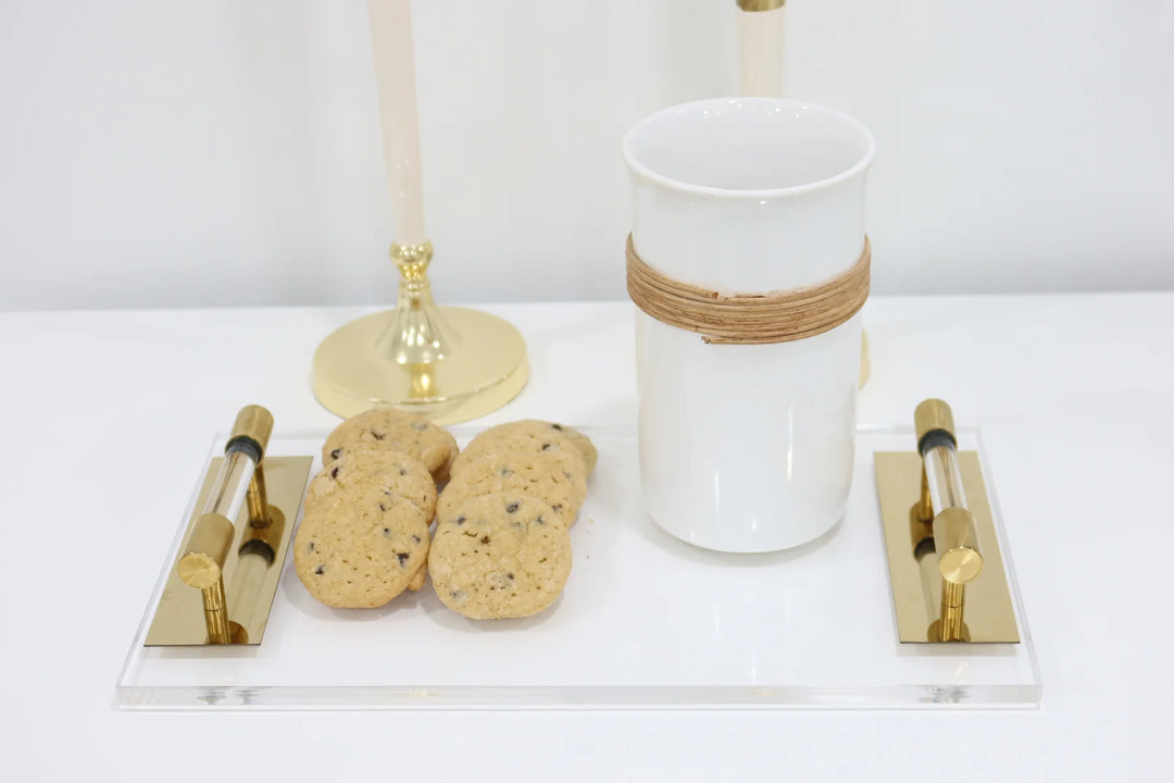 Acrylic Tray with Gold Handles
