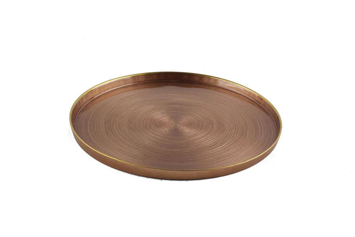 Set of 4 Coffee Brown Chargers with Wall and Gold Rim