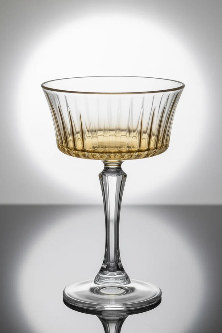 Set of 6 Timeless Martini Glasses with Amber Shade on Bottom