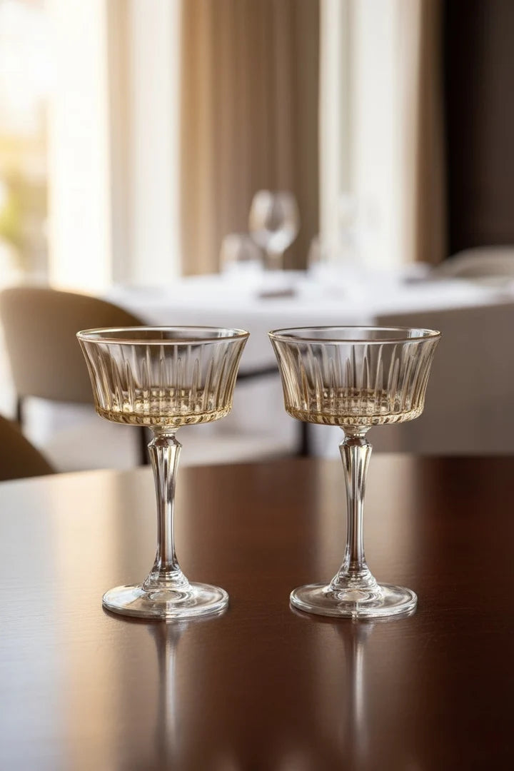 Set of 6 Timeless Martini Glasses with Amber Shade on Bottom