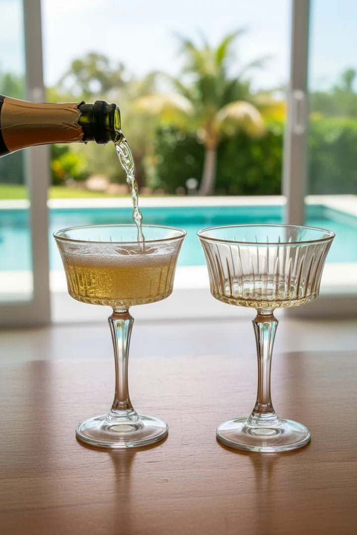 Set of 6 Timeless Martini Glasses with Amber Shade on Bottom