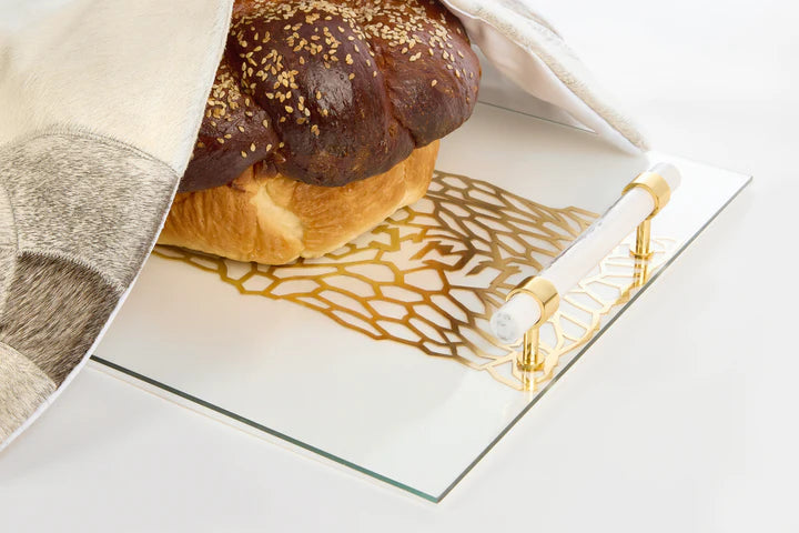 Acrylic Challah Tray with Cylinder Handles