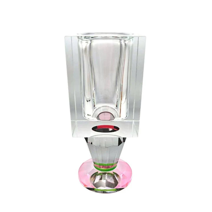 Crystal Vase With Pink And Smoke Color Base