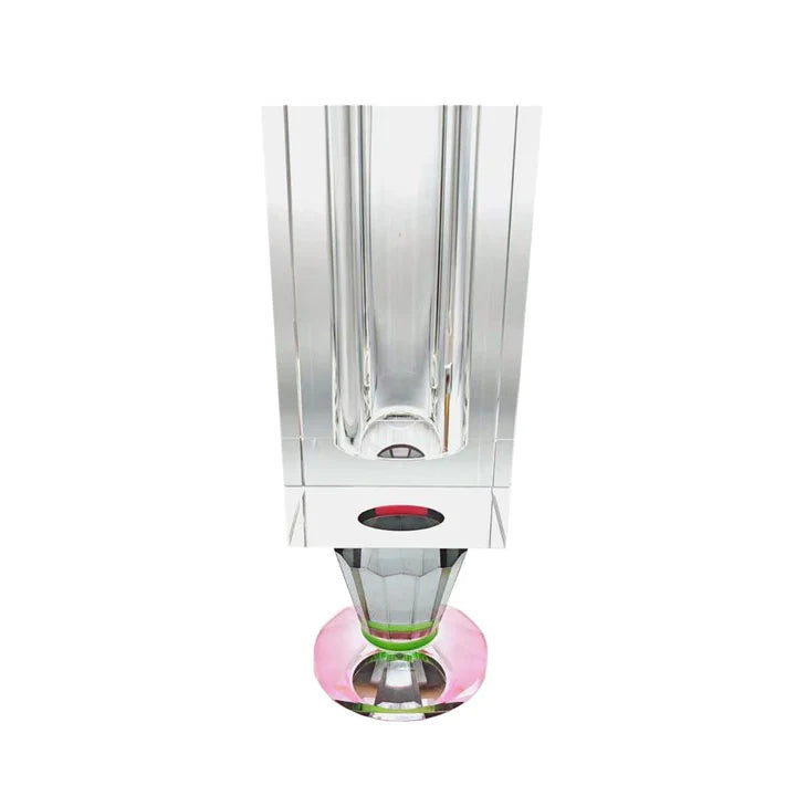Crystal Vase With Pink And Smoke Color Base
