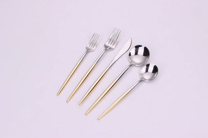 Morne 20 Pc Flatware Set with Graduated Gold Handles, Service for 4