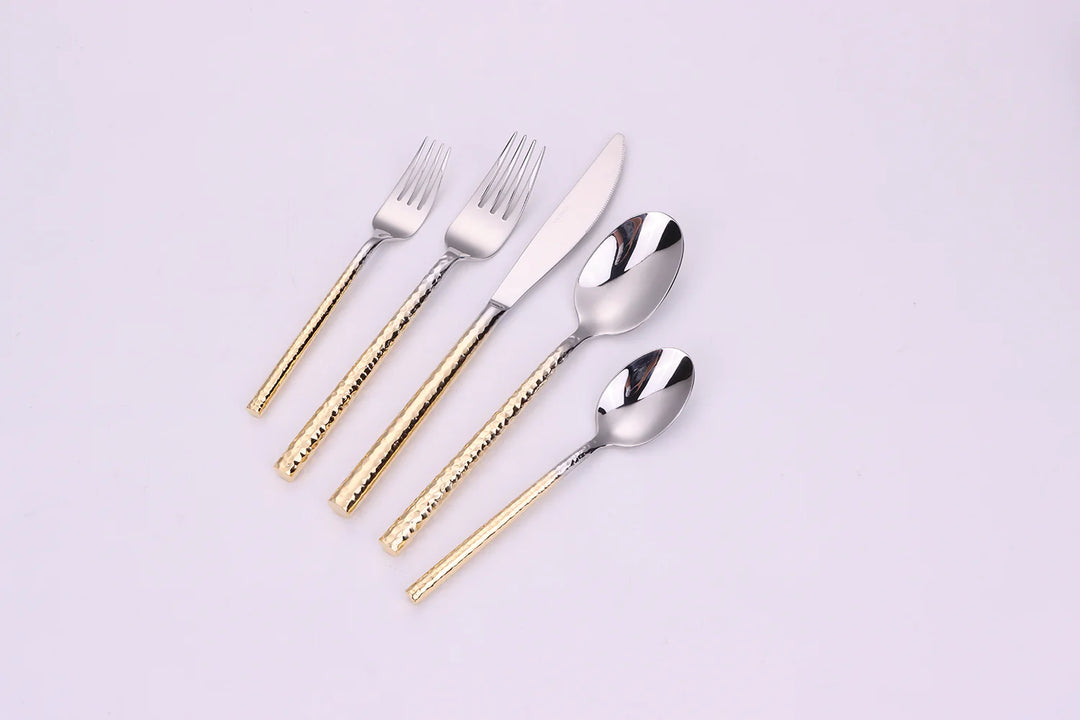 Pexo 20 Pc Flatware Set Graduated Gold Handles, Service for 4