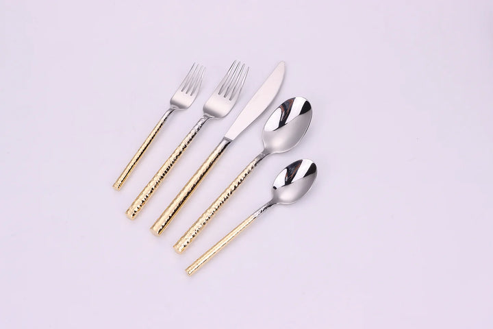 Pexo 20 Pc Flatware Set Graduated Gold Handles, Service for 4