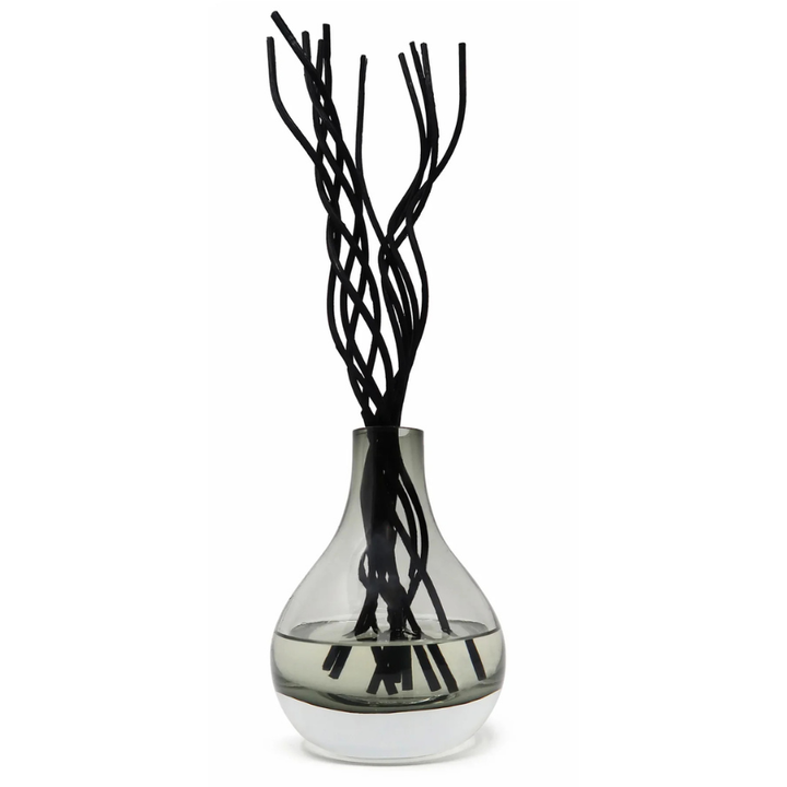 Grey Tinted Diffuser with Black Curved Reeds, "Zen Tea" Scent