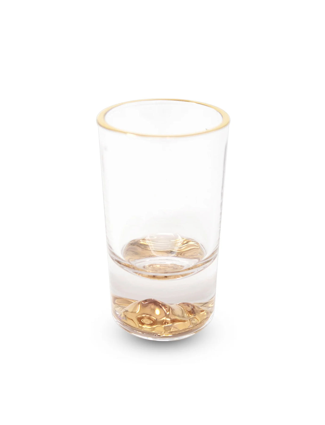 Set of 6 Liquor Glasses with Gold Rim and Gold Reflection Base