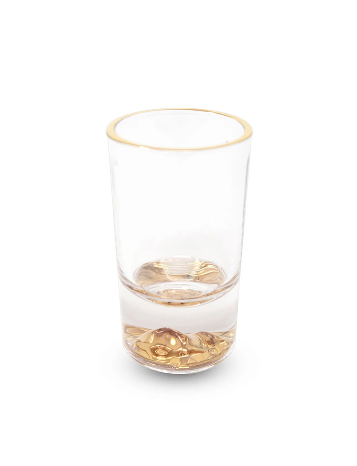 Set of 6 Liquor Glasses with Gold Rim and Gold Reflection Base