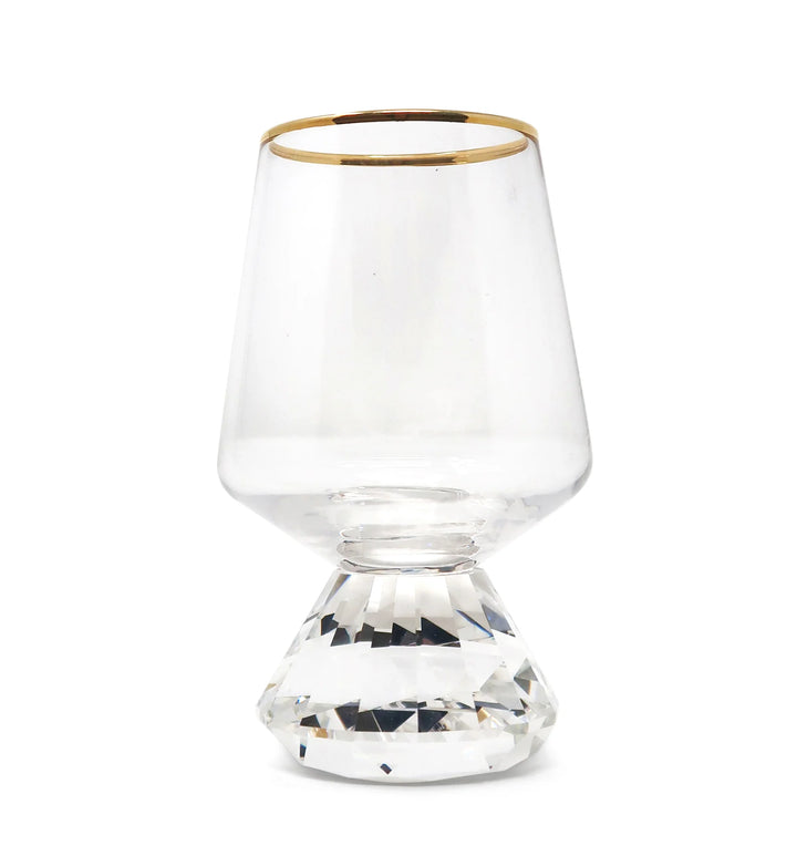 Set of 6 Shot Glasses with Diamond Base, Gold Rim