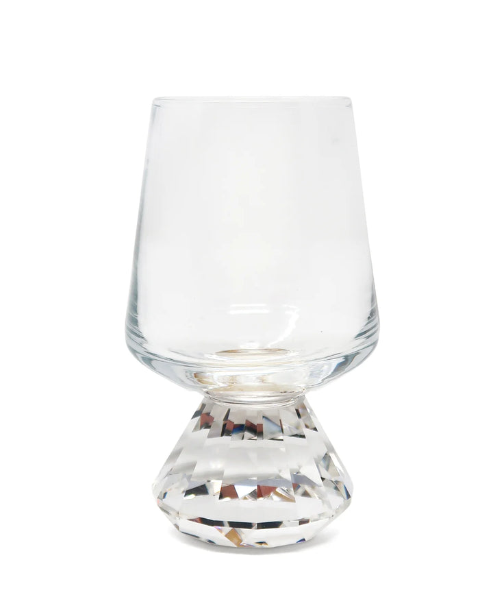 Set of 6 Shot Glasses with Diamond Base, Gold Rim