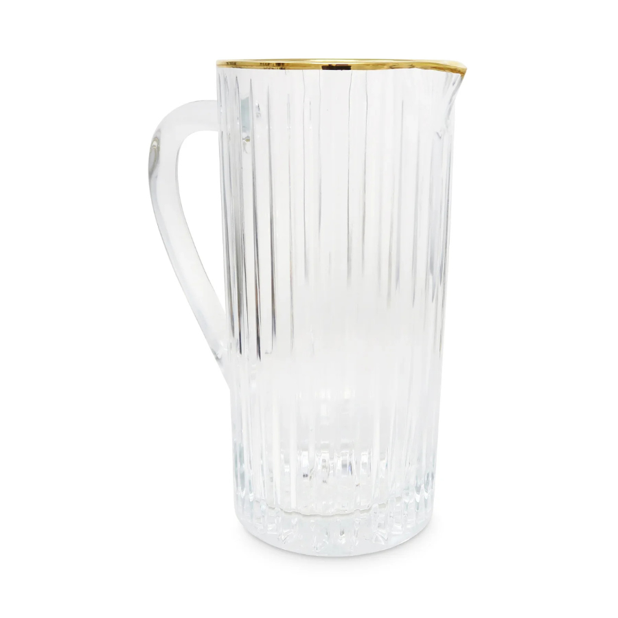 Liscio Ottico - Pitcher with Linear Design and Gold Rim