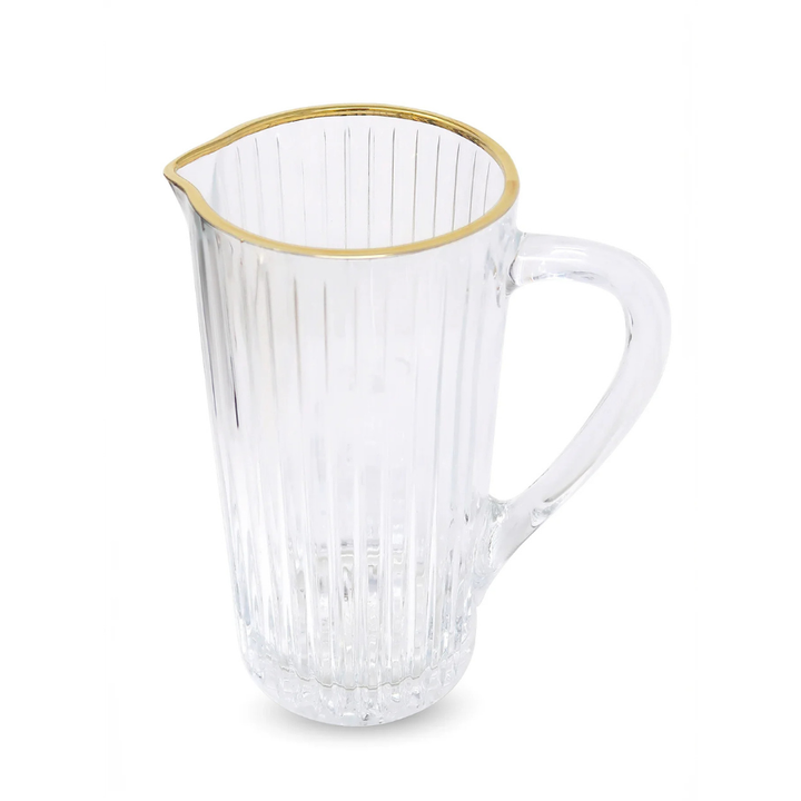 Liscio Ottico - Pitcher with Linear Design and Gold Rim
