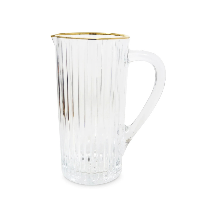 Liscio Ottico - Pitcher with Linear Design and Gold Rim