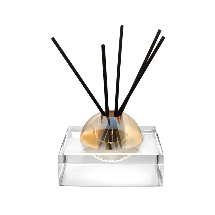 Clear Square Base and Dome Amber Reed Diffuser- Lily of the Valley