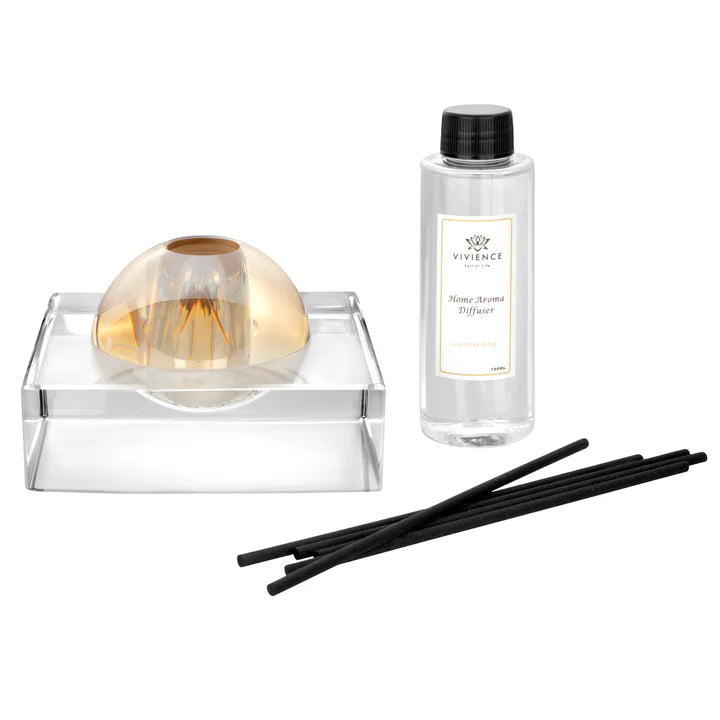 Clear Square Base and Dome Amber Reed Diffuser- Lily of the Valley